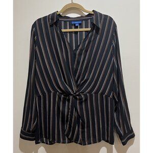 Apt 9 Style At Work Black/Brown Stripe Tunic ~ Size  X-Large ~ New With Tags